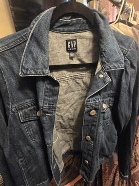 GAP Denim Jacket in Dark Blue and Light Gray Interior